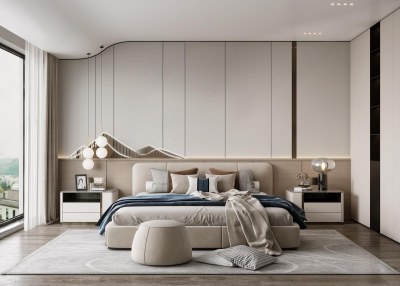 现代家居卧室3D模型下载